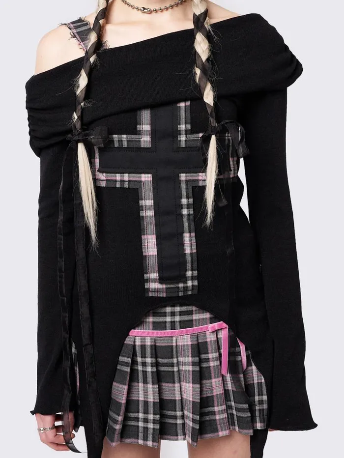 Ethereal Cross Black Off Shoulder Top Women Minga London Tops and TShirts Ethereal Cross Black Off Shoulder Top Women Minga London Tops and TShirts