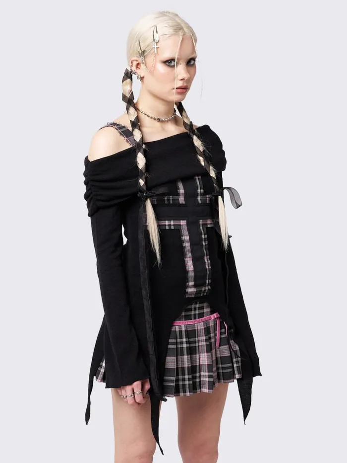 Ethereal Cross Black Off Shoulder Top Women Minga London Tops and TShirts Ethereal Cross Black Off Shoulder Top Women Minga London Tops and TShirts