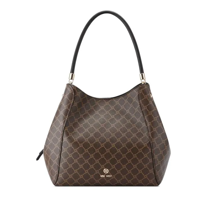 Etta Jet Set Carryall Brownblack Women Nine West Satchels and Shoulder Bags