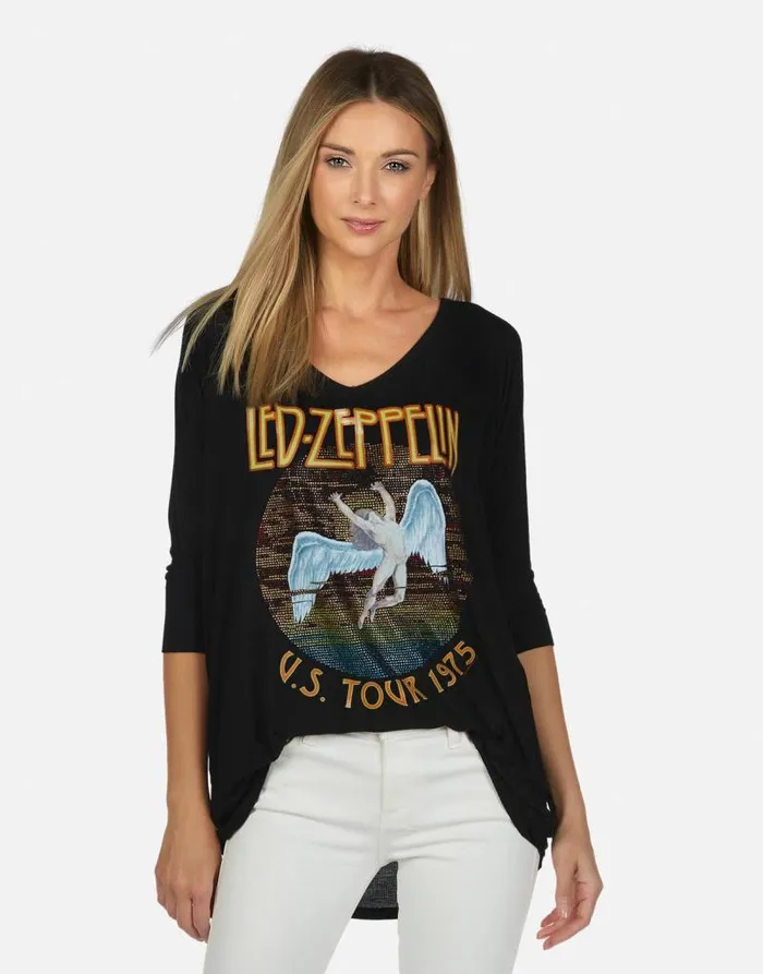 Eva X Led Zeppelin Black Women Lauren Moshi Short Sleeve