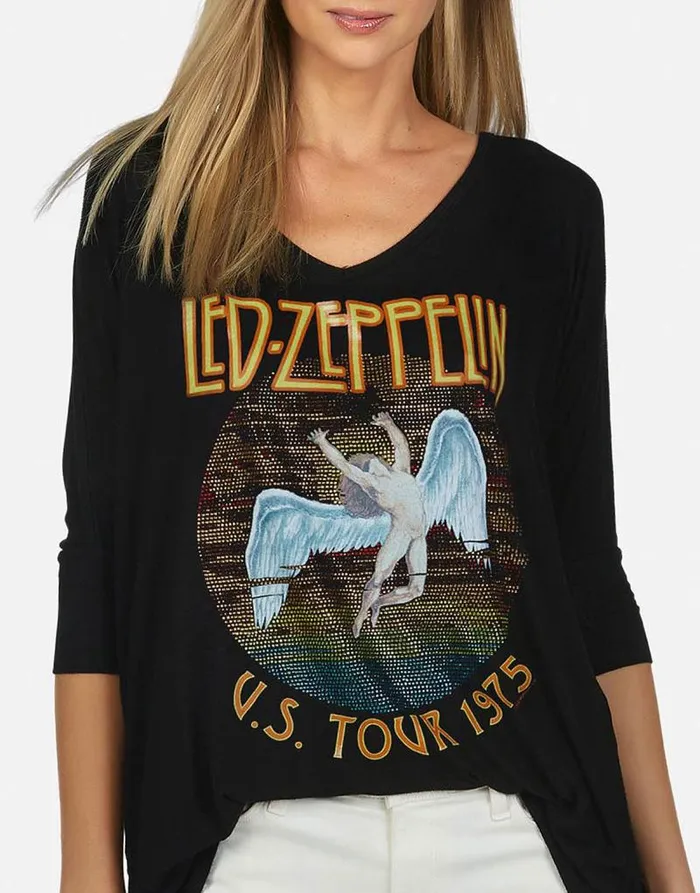 Eva X Led Zeppelin Black Women Lauren Moshi Short Sleeve