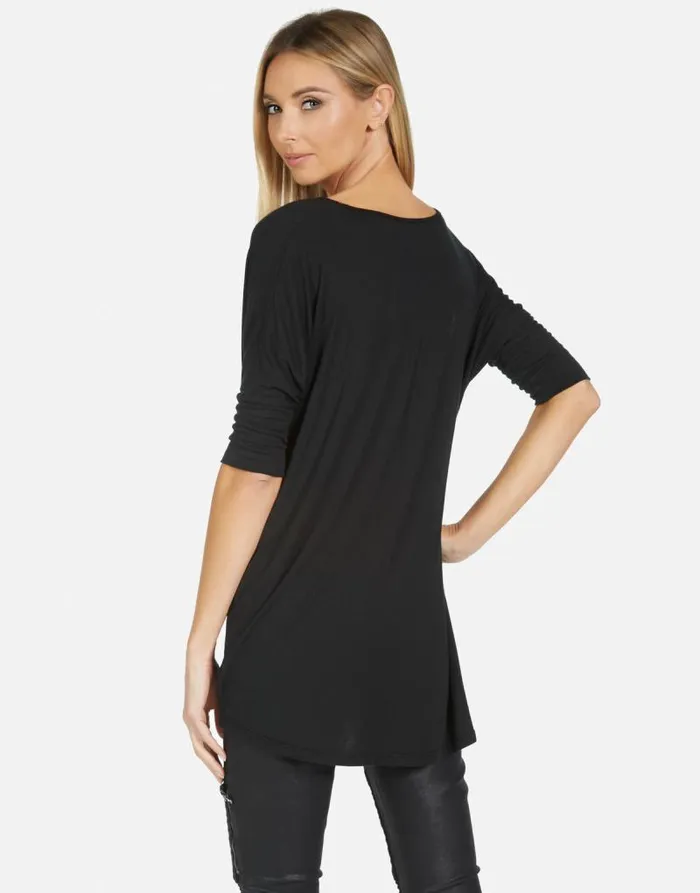 Eva X Tie Dye Tongue Black Women Lauren Moshi Short Sleeve