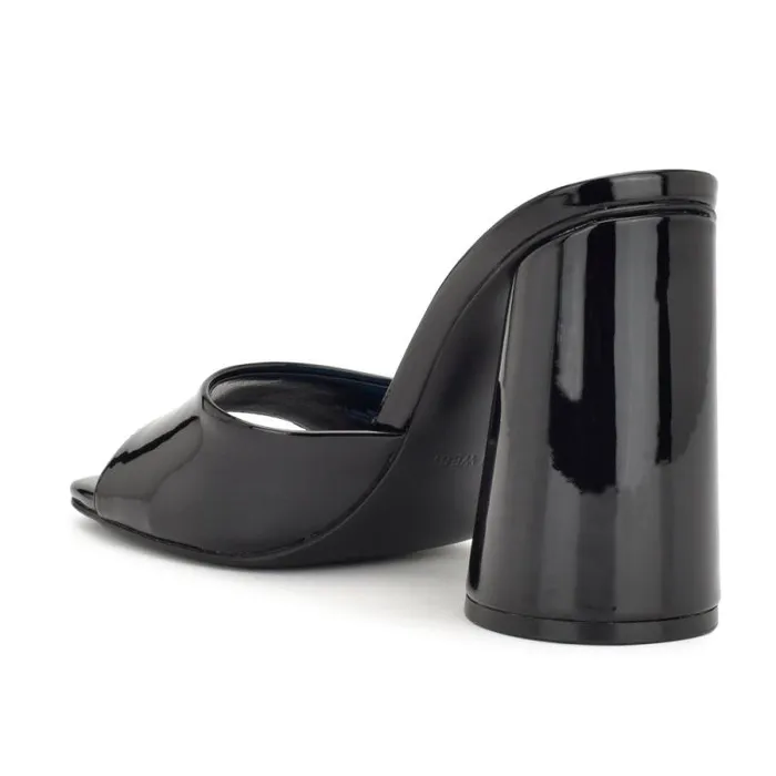 Excit Heeled Slide Sandals Black Patent Women Nine West Sandals Excit Heeled Slide Sandals Black Patent Women Nine West Sandals
