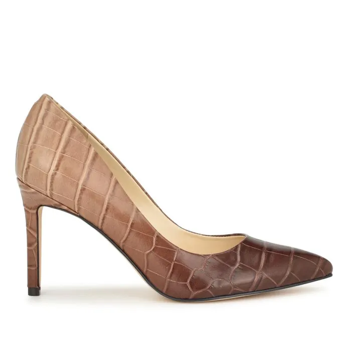 Ezra Pointy Toe Pumps Nude Ombre Croco Women Nine West Heels
