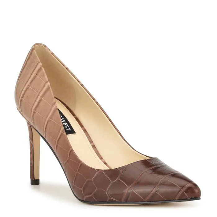 Ezra Pointy Toe Pumps Nude Ombre Croco Women Nine West Heels
