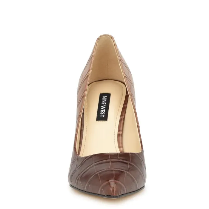 Ezra Pointy Toe Pumps Nude Ombre Croco Women Nine West Heels