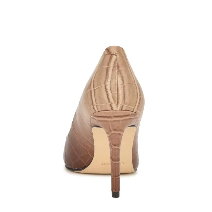 Ezra Pointy Toe Pumps Nude Ombre Croco Women Nine West Heels
