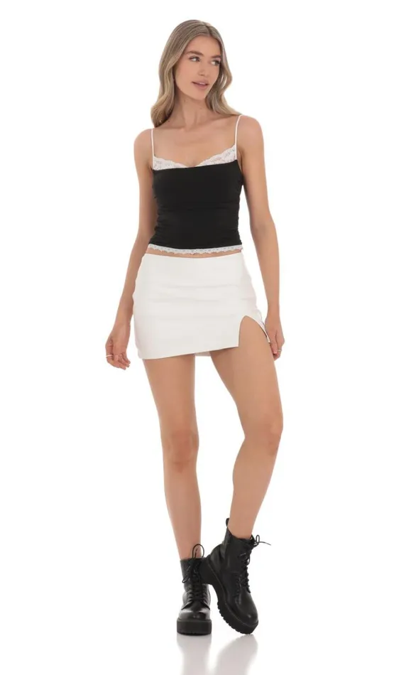 Faux Leather Skort White Women LUCY IN THE SKY Skirts