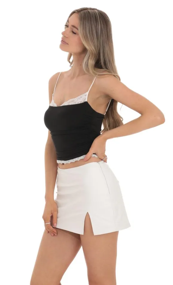 Faux Leather Skort White Women LUCY IN THE SKY Skirts Faux Leather Skort White Women LUCY IN THE SKY Skirts