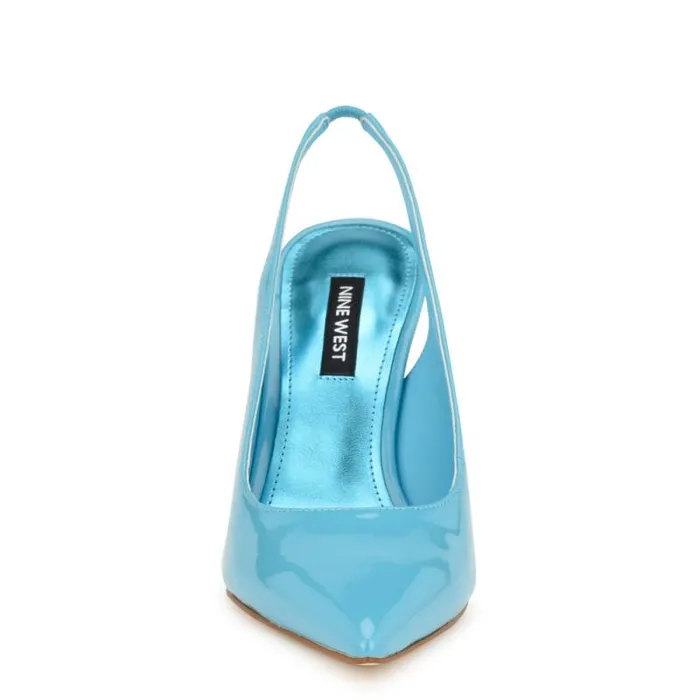 Feather Pointy Toe Slingback Pumps Light Blue Patent Women Nine West Heels Feather Pointy Toe Slingback Pumps Light Blue Patent Women Nine West Heels