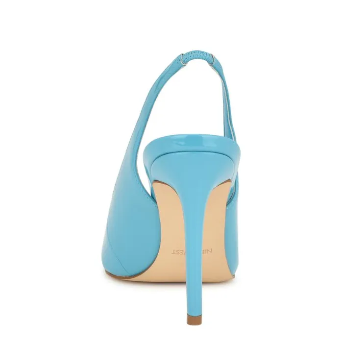 Feather Pointy Toe Slingback Pumps Light Blue Patent Women Nine West Heels Feather Pointy Toe Slingback Pumps Light Blue Patent Women Nine West Heels