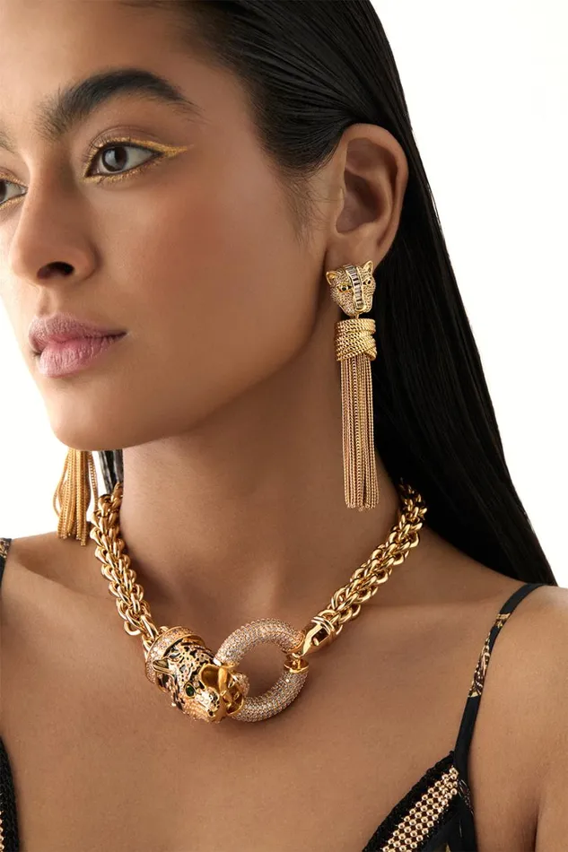 FIERCE FOLKLORE BASTET TASSEL EARRINGS GOLD Gold WomensMens Camilla Jewellery