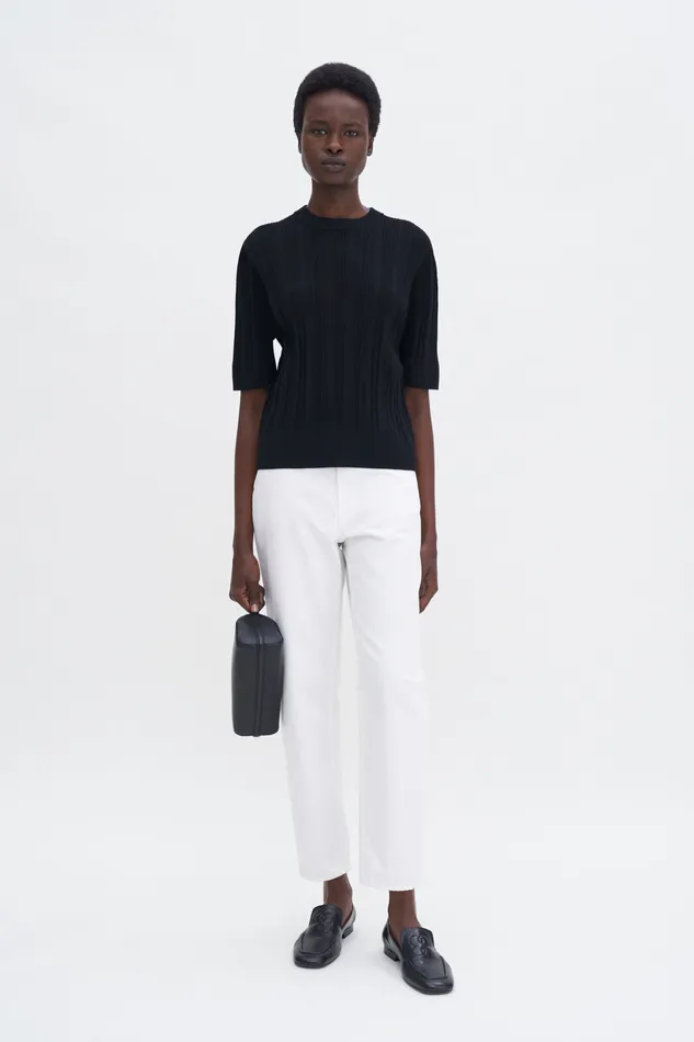 filippak Braid Knit TShirt Black Women Knitwear