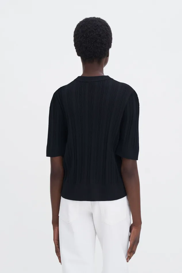 filippak Braid Knit TShirt Black Women Knitwear filippak Braid Knit TShirt Black Women Knitwear