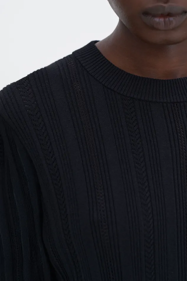 filippak Braid Knit TShirt Black Women Knitwear filippak Braid Knit TShirt Black Women Knitwear