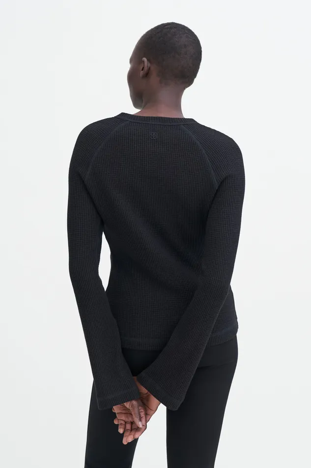 filippak Tops and TShirts Women Waffle Sweater Black