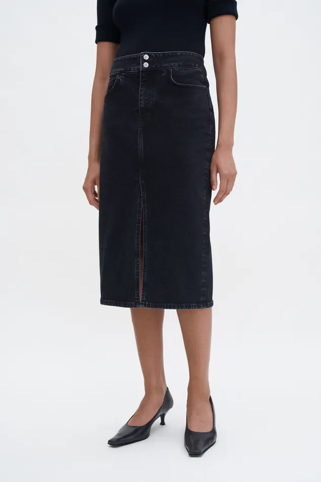 filippak Trucker Jean Skirt Black Wash Women Skirts