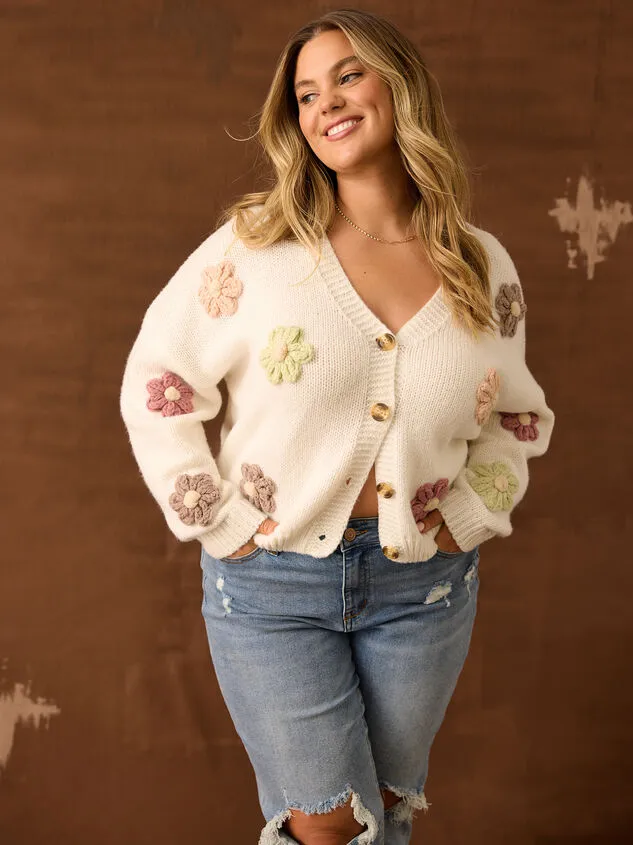 Finley Flower Cardigan Ivorymulti Women Altar039d State Sweaters Cardigans