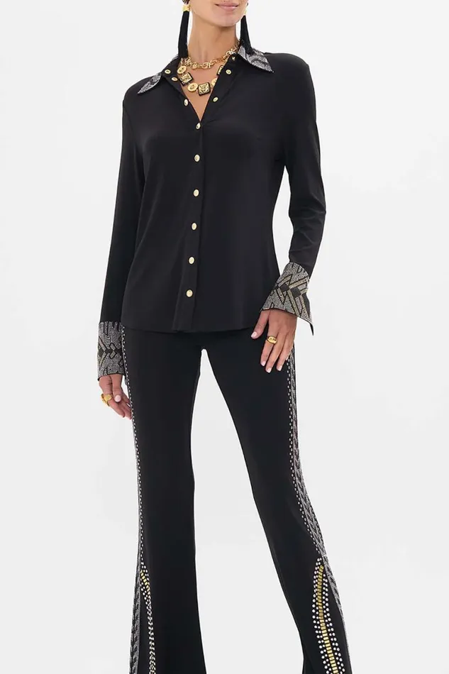 FITTED JERSEY SHIRT THEY CALLED HER NEFERTARI They Called Her Nefertari Womens Camilla Long Sleeve Tops