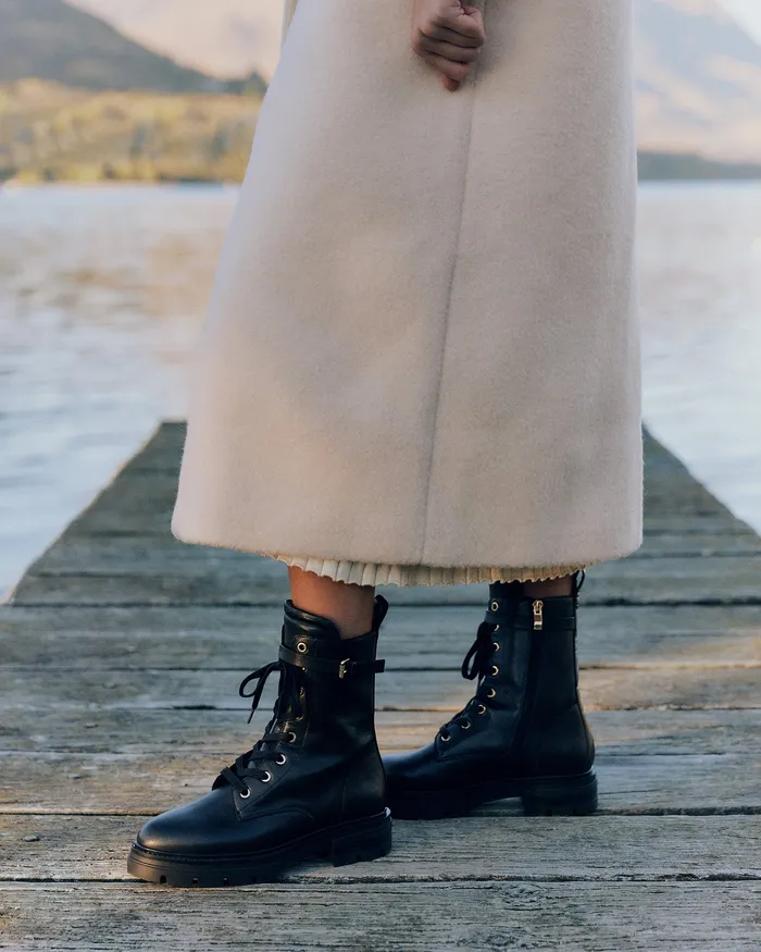FLAT BOOTS Women Barnett flat ankle boots black leather jomercer
