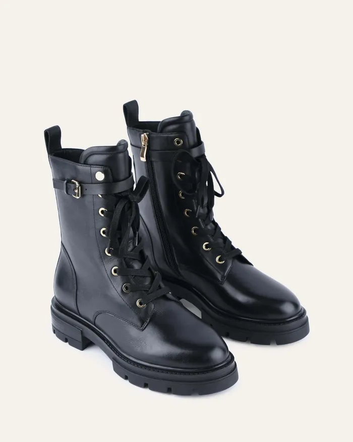 FLAT BOOTS Women Barnett flat ankle boots black leather jomercer