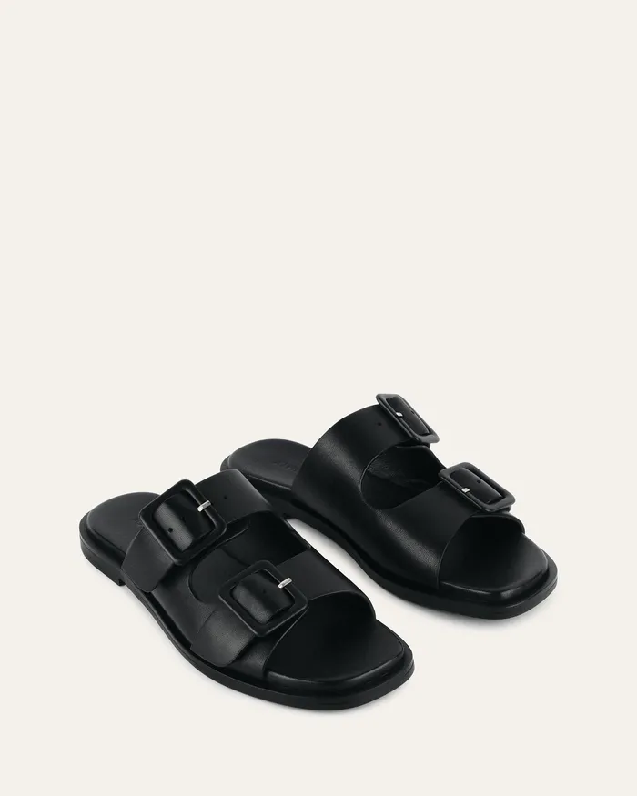 FLAT SANDALS Sebastian flat slide black leather jomercer Women