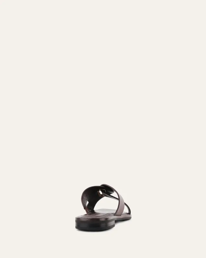 FLAT SANDALS Women jomercer Piper flat slides chocolate leather FLAT SANDALS Women jomercer Piper flat slides chocolate leather