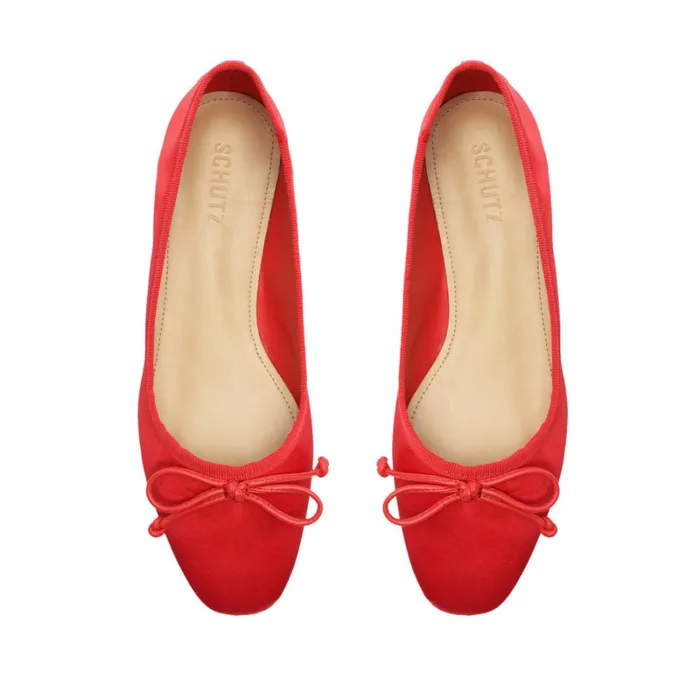 Flats Arissa Satin Flat Red Schutz Shoes Ballerinas