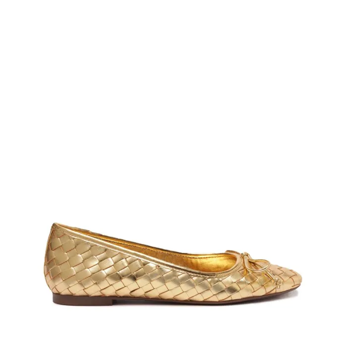 Flats Arissa Woven Leather Flat Gold Schutz Shoes Ballerinas