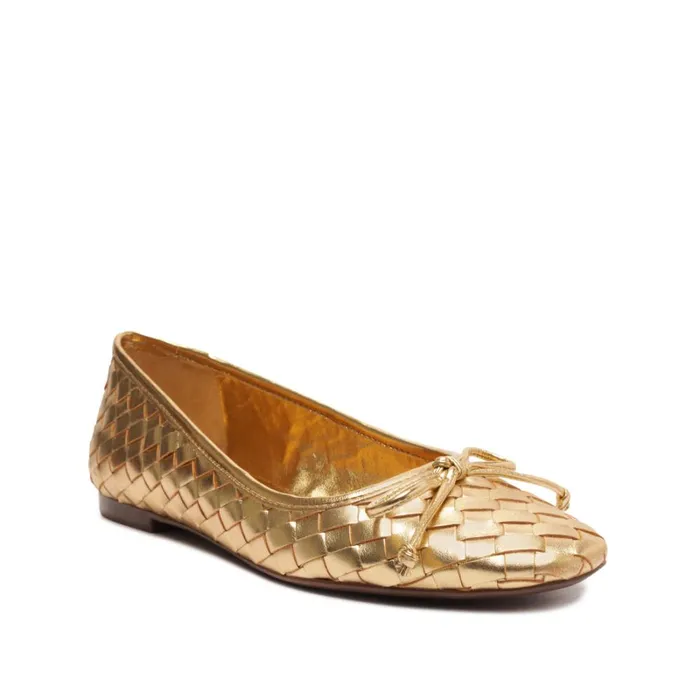 Flats Arissa Woven Leather Flat Gold Schutz Shoes Ballerinas