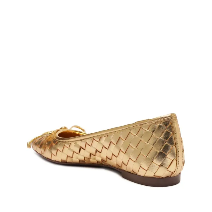 Flats Arissa Woven Leather Flat Gold Schutz Shoes Ballerinas