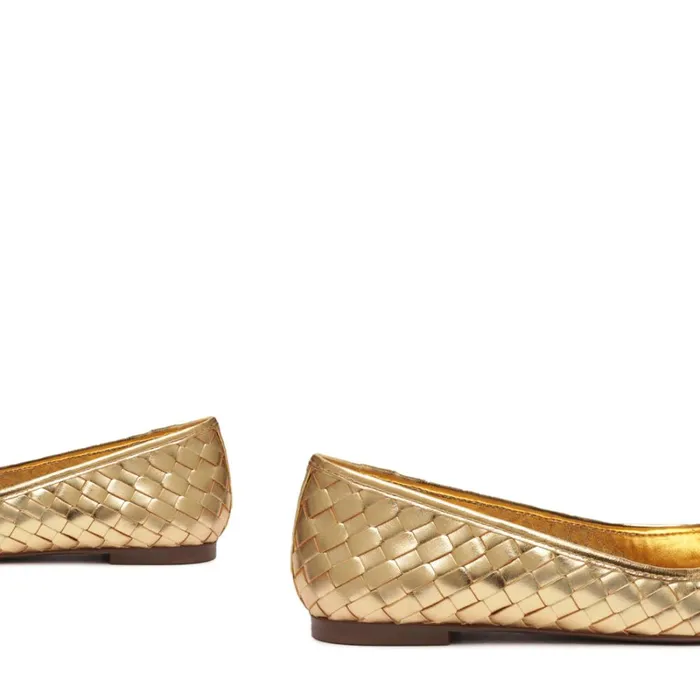 Flats Arissa Woven Leather Flat Gold Schutz Shoes Ballerinas