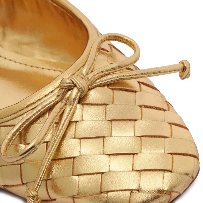Flats Arissa Woven Leather Flat Gold Schutz Shoes Ballerinas