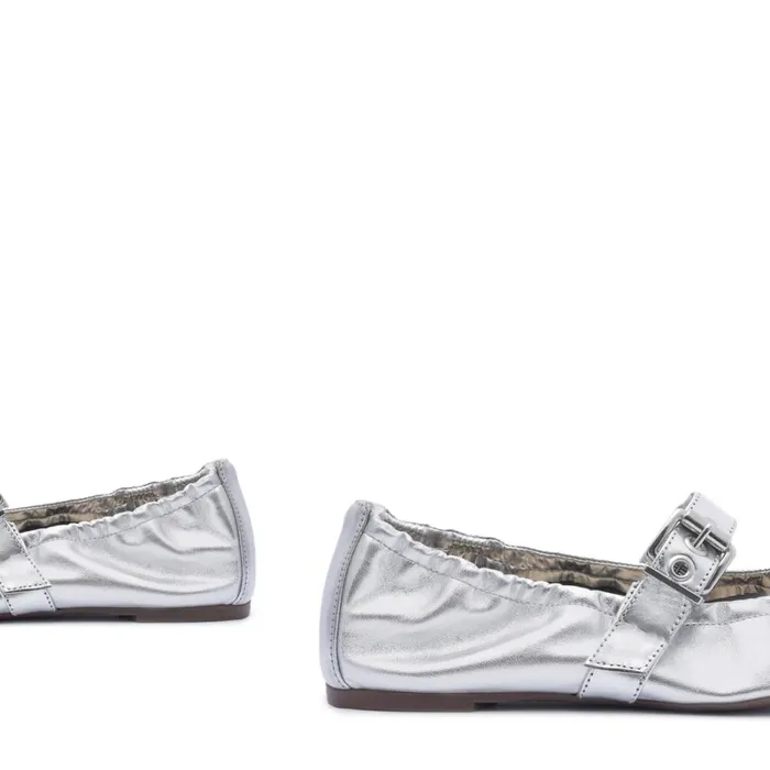 Flats Calita Metallic Leather Flat Silver Schutz Shoes Ballerinas Flats Calita Metallic Leather Flat Silver Schutz Shoes Ballerinas