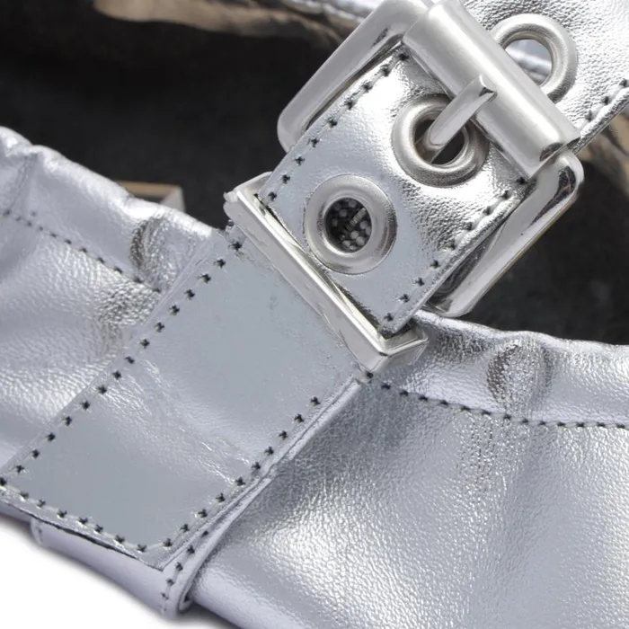 Flats Calita Metallic Leather Flat Silver Schutz Shoes Ballerinas Flats Calita Metallic Leather Flat Silver Schutz Shoes Ballerinas