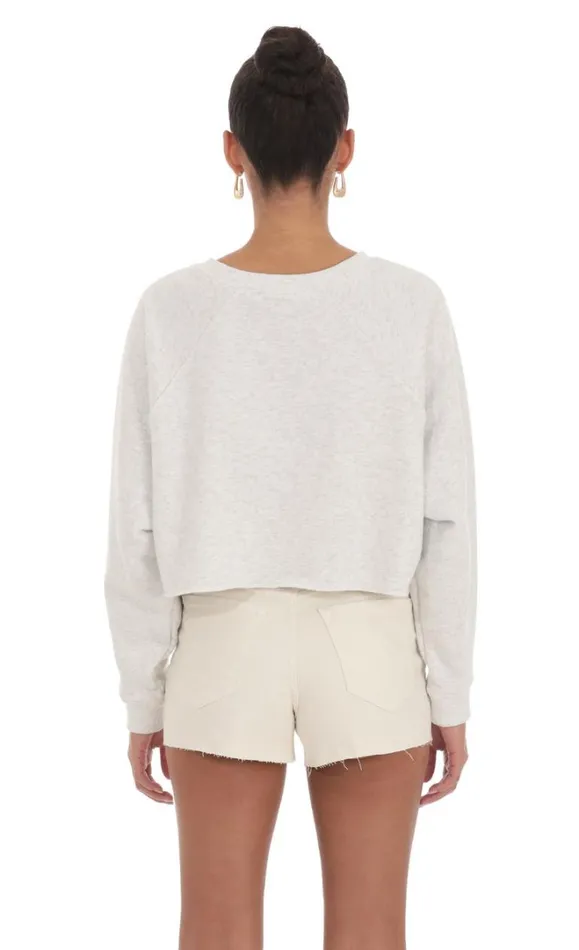 Fleece Cropped Jumper Heather Grey Women LUCY IN THE SKY Loungewear Fleece Cropped Jumper Heather Grey Women LUCY IN THE SKY Loungewear