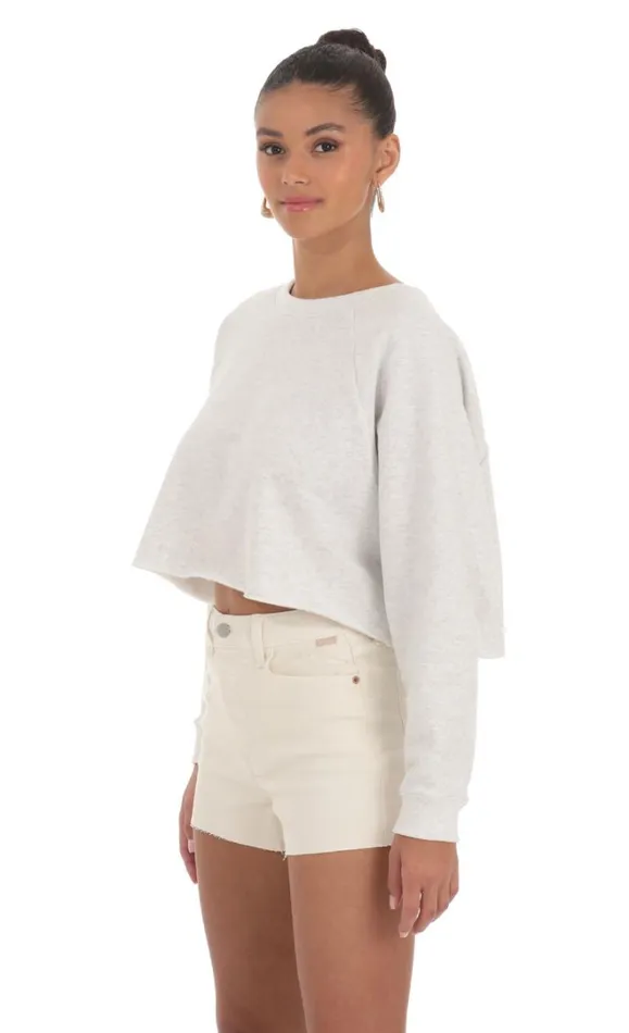 Fleece Cropped Jumper Heather Grey Women LUCY IN THE SKY Loungewear Fleece Cropped Jumper Heather Grey Women LUCY IN THE SKY Loungewear