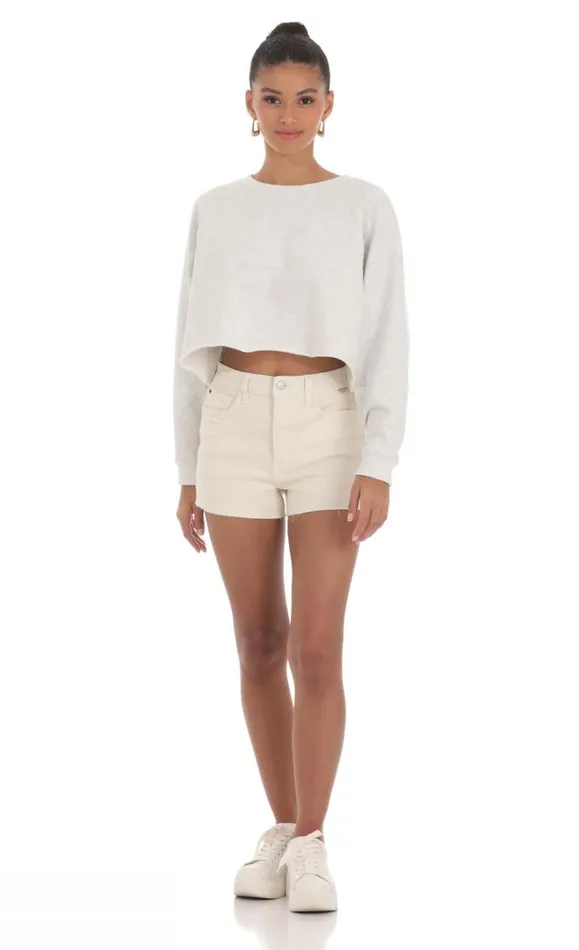 Fleece Cropped Jumper Heather Grey Women LUCY IN THE SKY Loungewear Fleece Cropped Jumper Heather Grey Women LUCY IN THE SKY Loungewear