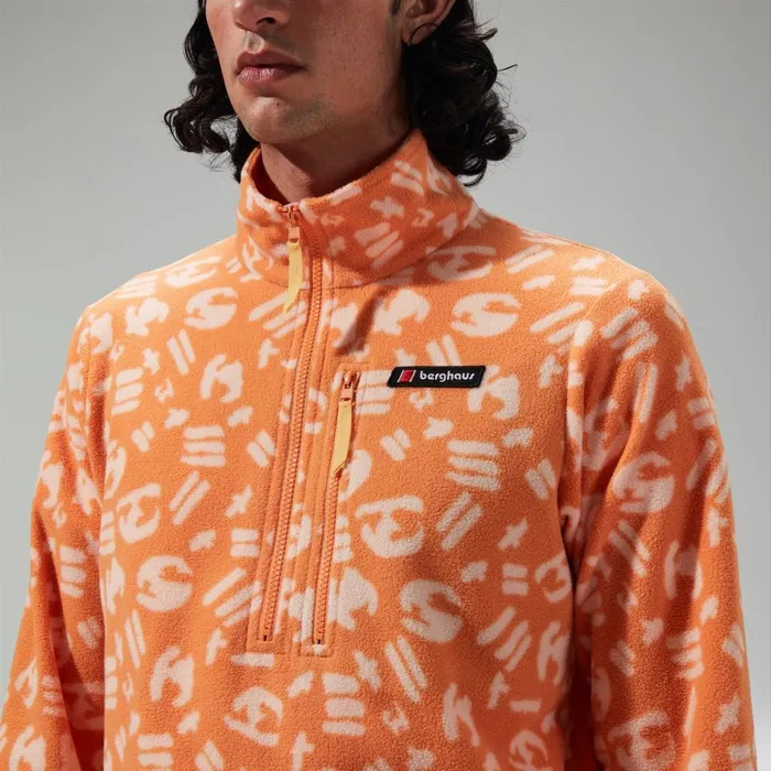 Fleece MenWomen Berghaus Prism Printed Trango Half Zip Fleece Orange