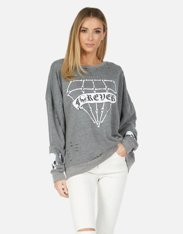 Flora Bone Diamond Heather Grey Women Lauren Moshi Long Sleeve