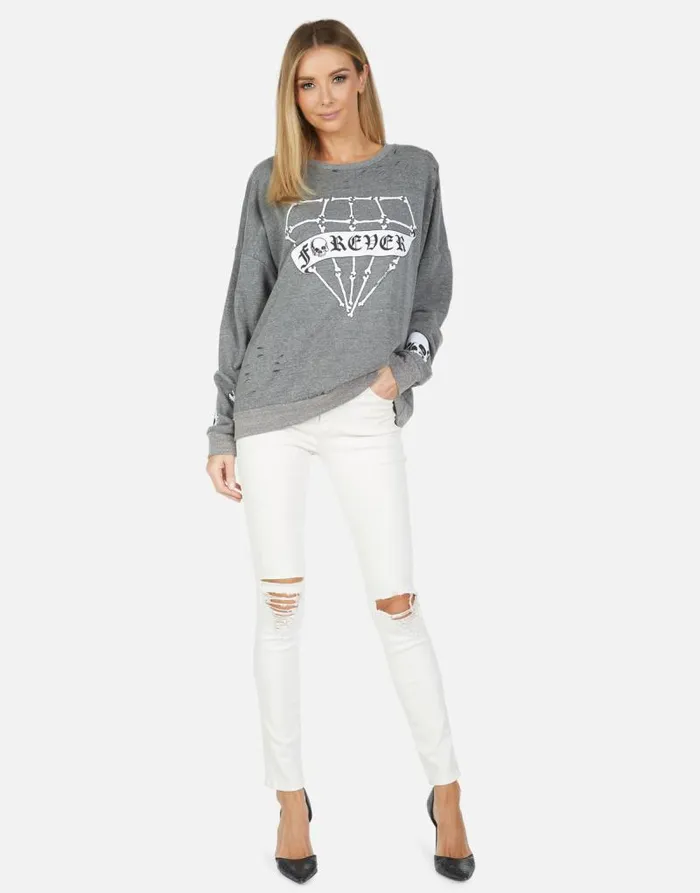 Flora Bone Diamond Heather Grey Women Lauren Moshi Long Sleeve