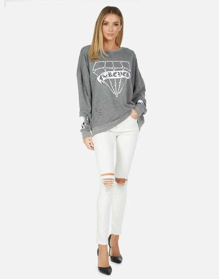 Flora Bone Diamond Heather Grey Women Lauren Moshi Long Sleeve