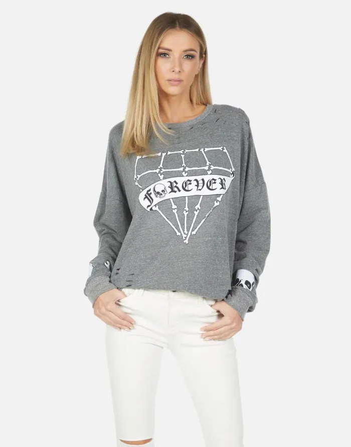 Flora Bone Diamond Heather Grey Women Lauren Moshi Long Sleeve