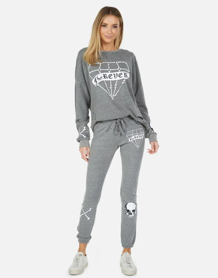 Flora Bone Diamond Heather Grey Women Lauren Moshi Long Sleeve