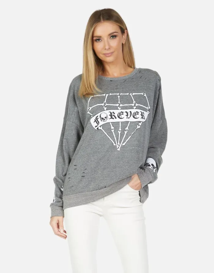 Flora Bone Diamond Heather Grey Women Lauren Moshi Long Sleeve