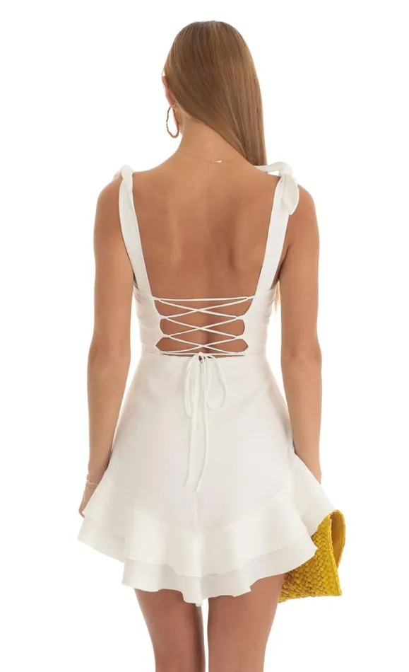 Floral Jacquard Ruffle Dress White Women LUCY IN THE SKY Mini Dresses Floral Jacquard Ruffle Dress White Women LUCY IN THE SKY Mini Dresses