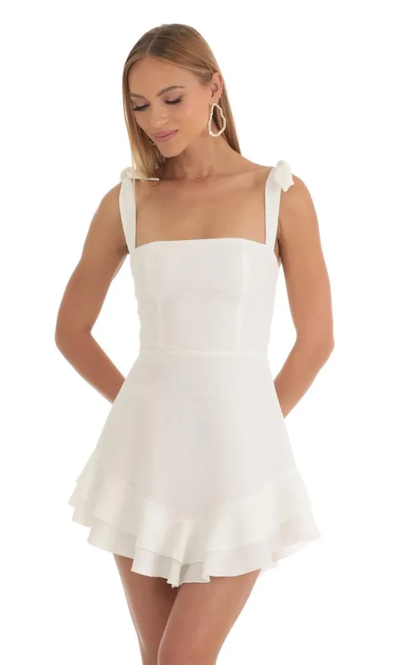 Floral Jacquard Ruffle Dress White Women LUCY IN THE SKY Mini Dresses Floral Jacquard Ruffle Dress White Women LUCY IN THE SKY Mini Dresses