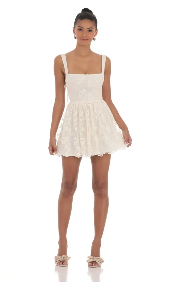 Floral Mesh Lace Aline Dress Cream Women LUCY IN THE SKY Mini Dresses Floral Mesh Lace Aline Dress Cream Women LUCY IN THE SKY Mini Dresses
