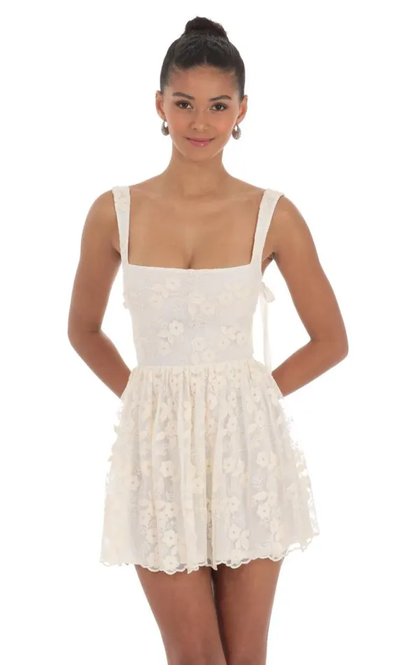 Floral Mesh Lace Aline Dress Cream Women LUCY IN THE SKY Mini Dresses Floral Mesh Lace Aline Dress Cream Women LUCY IN THE SKY Mini Dresses