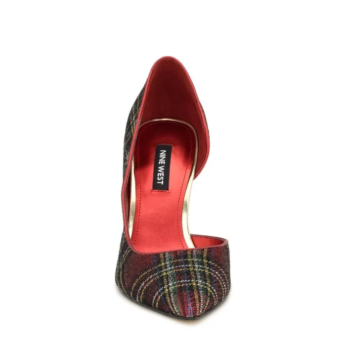 Folowe D039Orsay Pointy Toe Pumps Red Plaid Women Nine West Heels Folowe D039Orsay Pointy Toe Pumps Red Plaid Women Nine West Heels